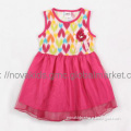 Nova Fashion Design child wear Print and Embroidered girls dress H4075